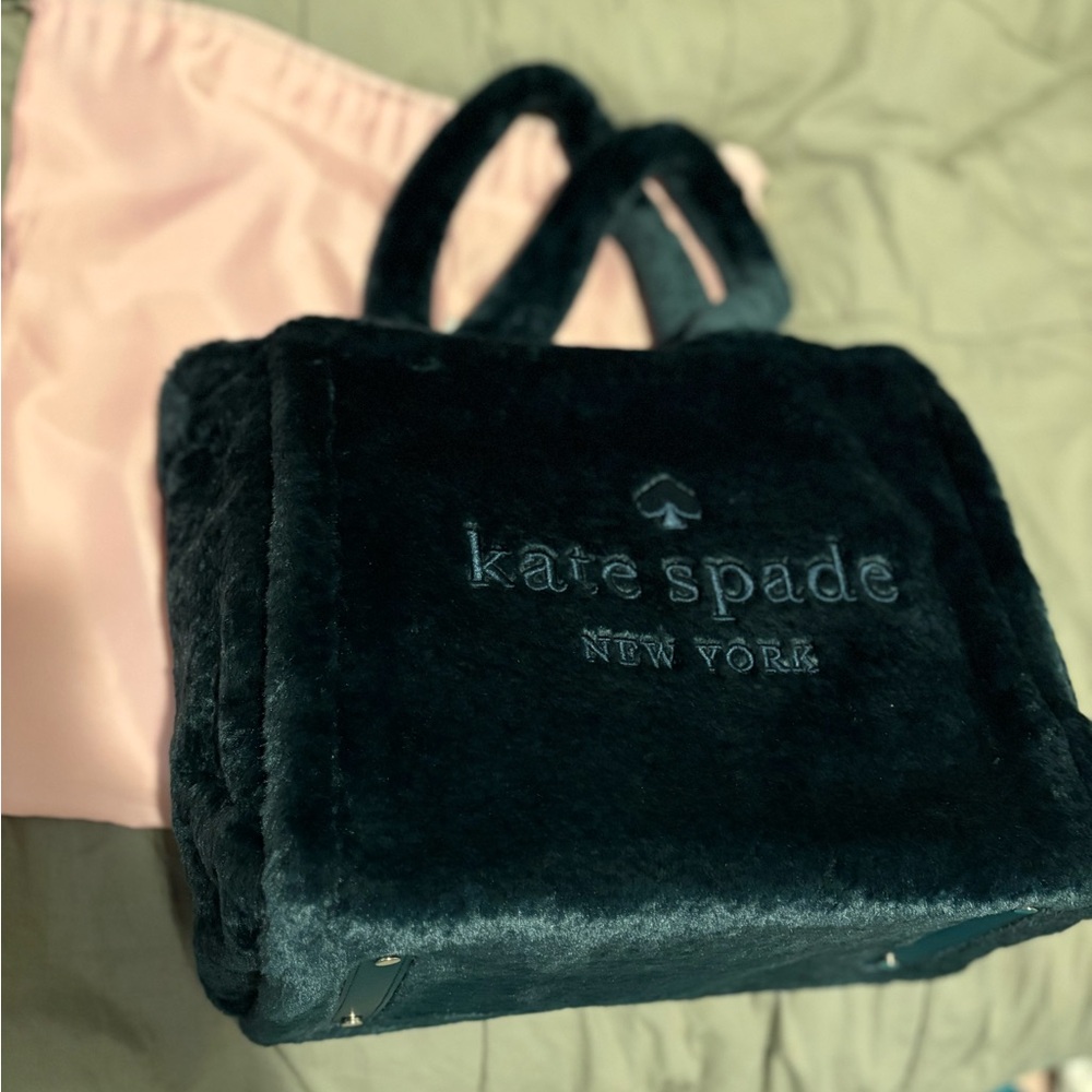 RETIRED Kate Spade Ella Faux Shearling Tote in PEACOCK - Picture 2 of 6